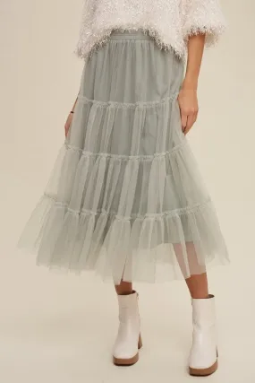 Jeremiah Tulle Tiered Midi Skirt