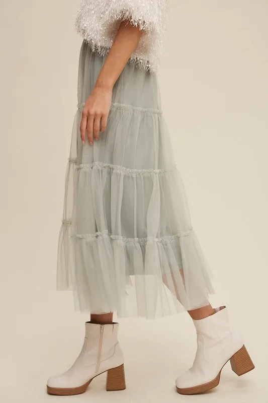 Jeremiah Tulle Tiered Midi Skirt