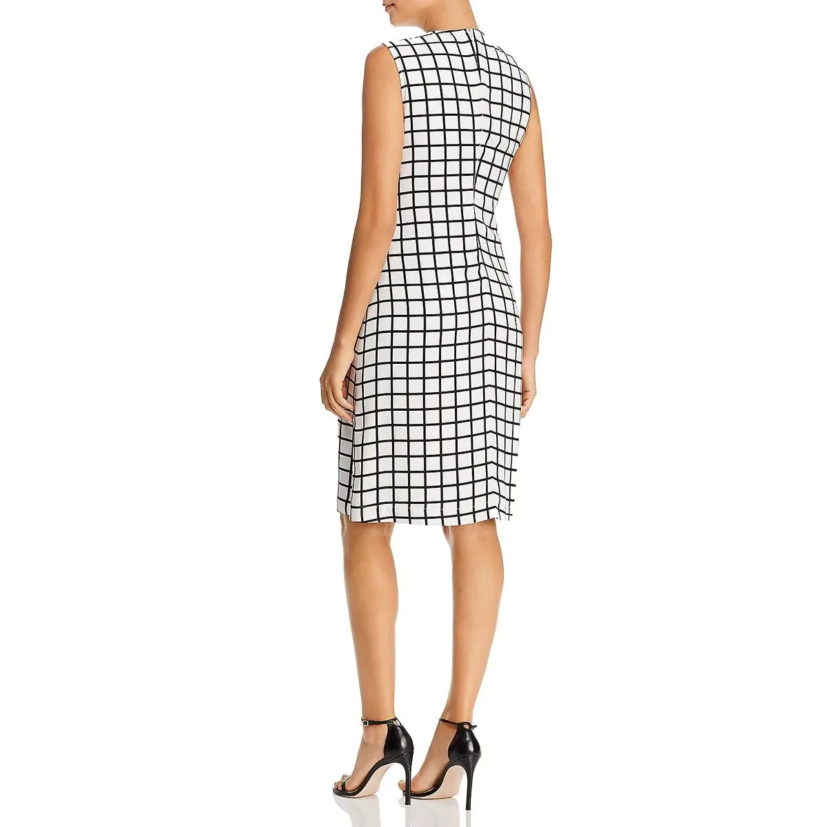 KENNETH COLE Women's Grid Print Sleeveless Wrap Dress