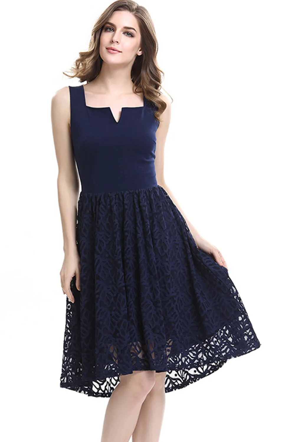 Ketty More Women Slim Lace Up Skirt Sleeveless Fashion Dress-KMWD068