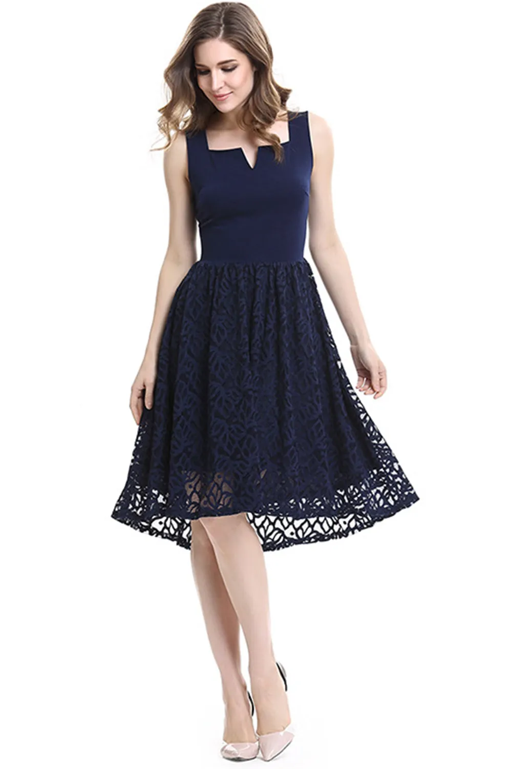 Ketty More Women Slim Lace Up Skirt Sleeveless Fashion Dress-KMWD068