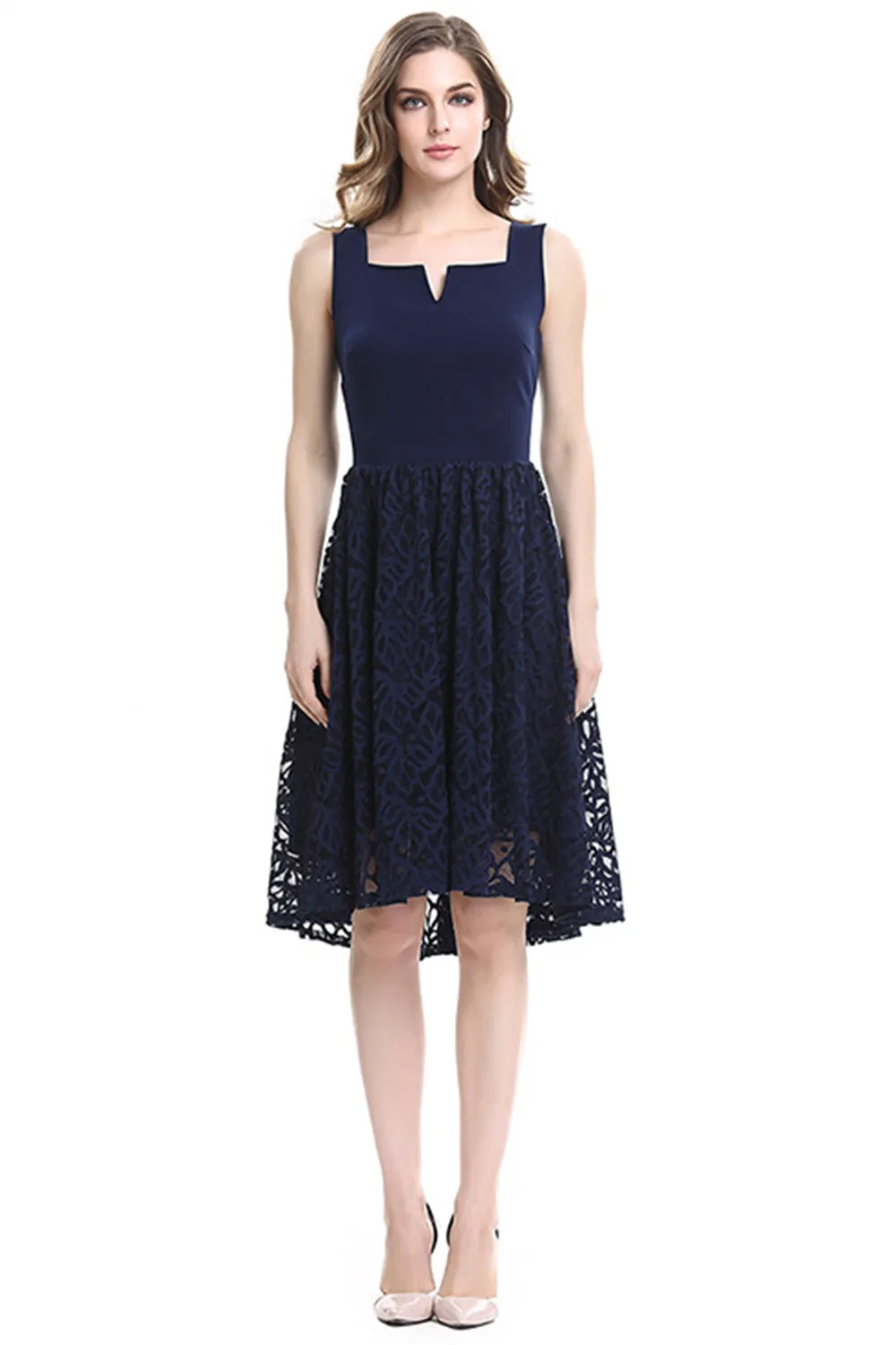 Ketty More Women Slim Lace Up Skirt Sleeveless Fashion Dress-KMWD068