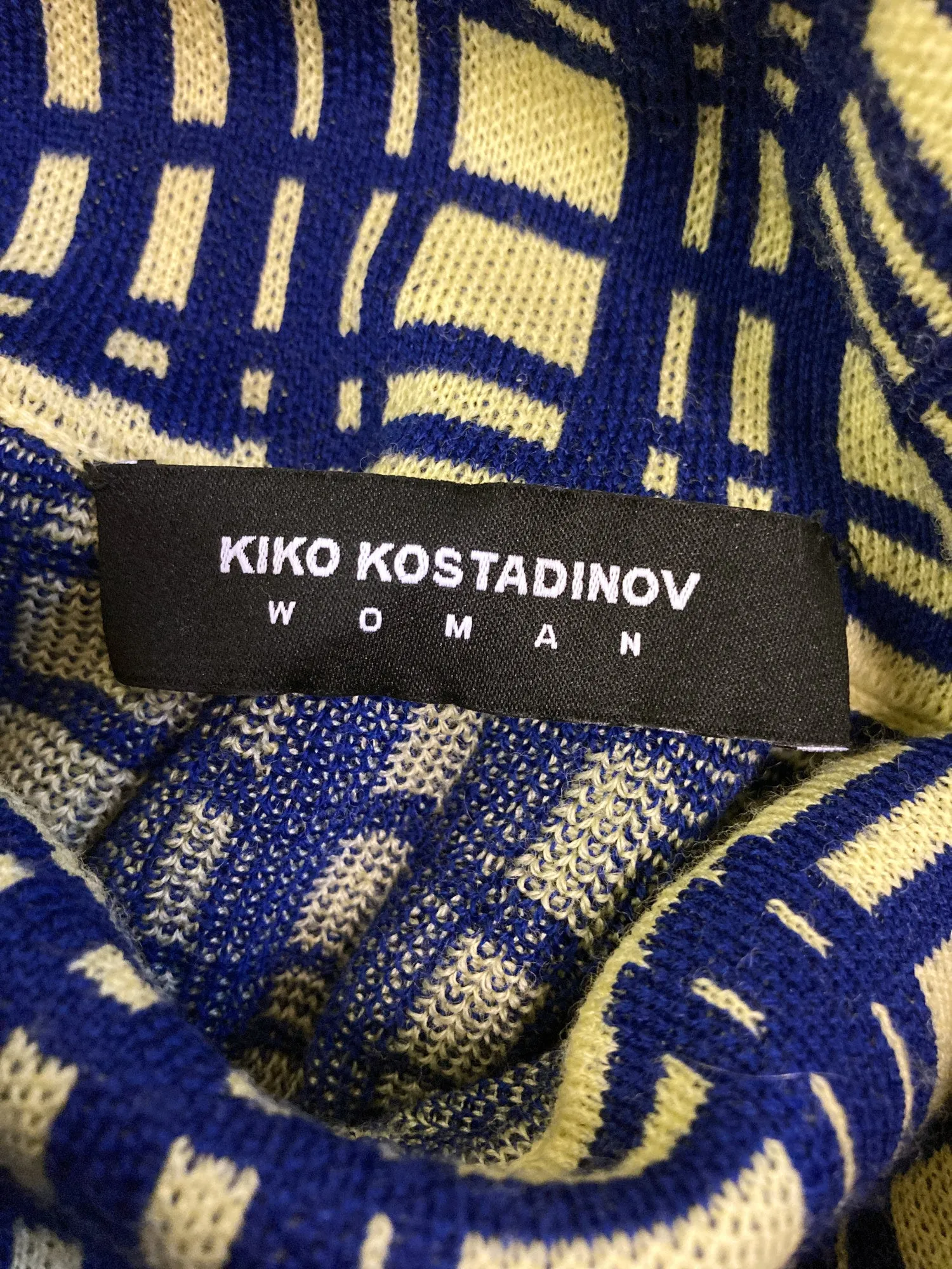 Kiko Kostadinov Woman AW2020 green blue tartan wool 3D knit column dress - sz 36