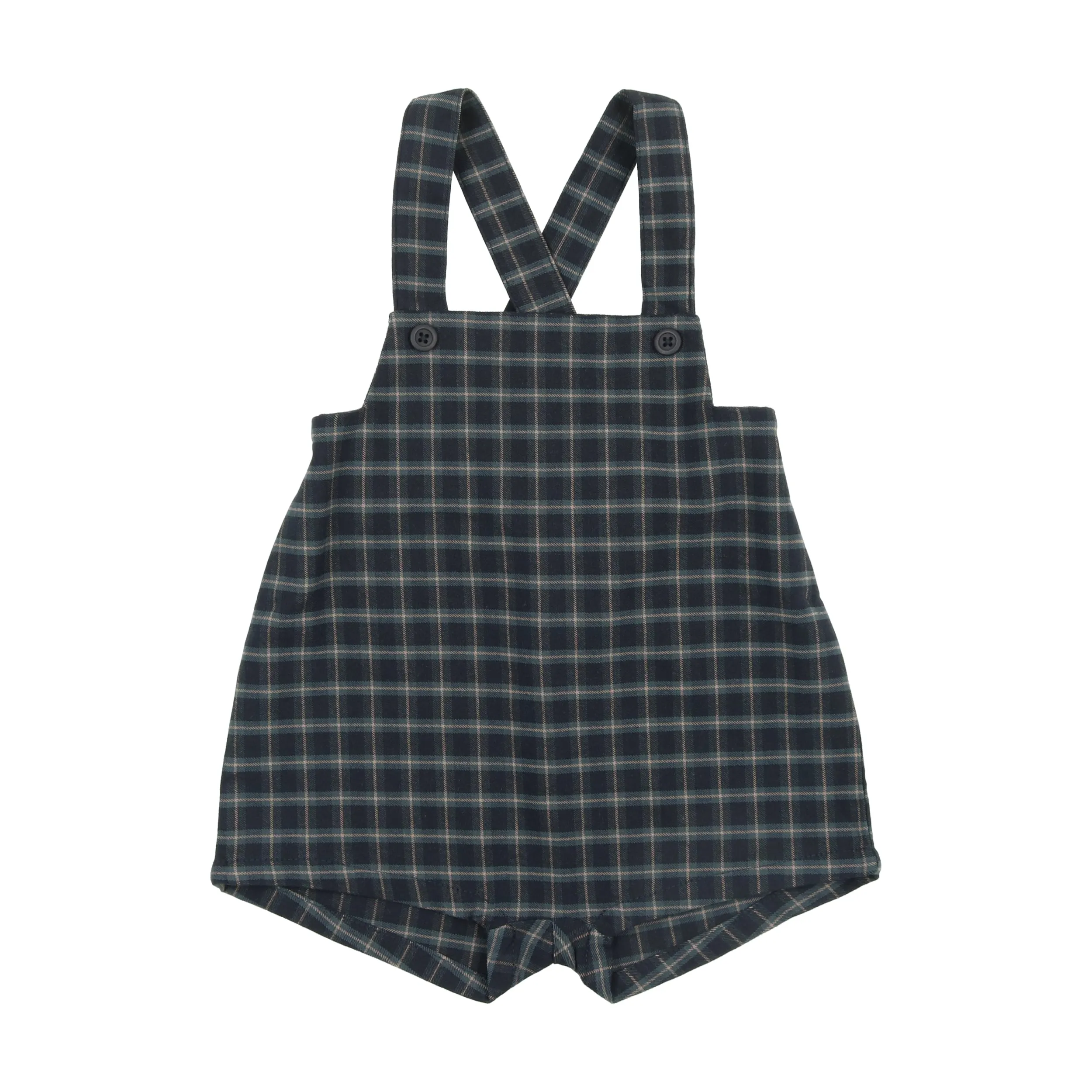 Kin  Kin Plaid Overall- Navy