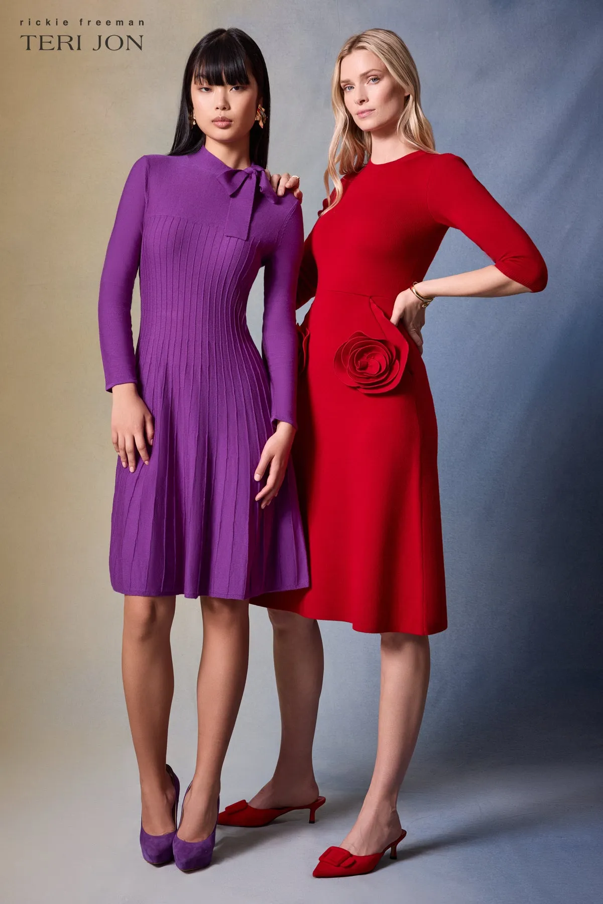 Knitted Merino Wool Dress With Rosette Detail
