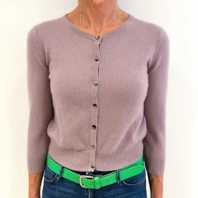 Lavender Purple Cashmere Crew Neck Cropped Cardigan Small
