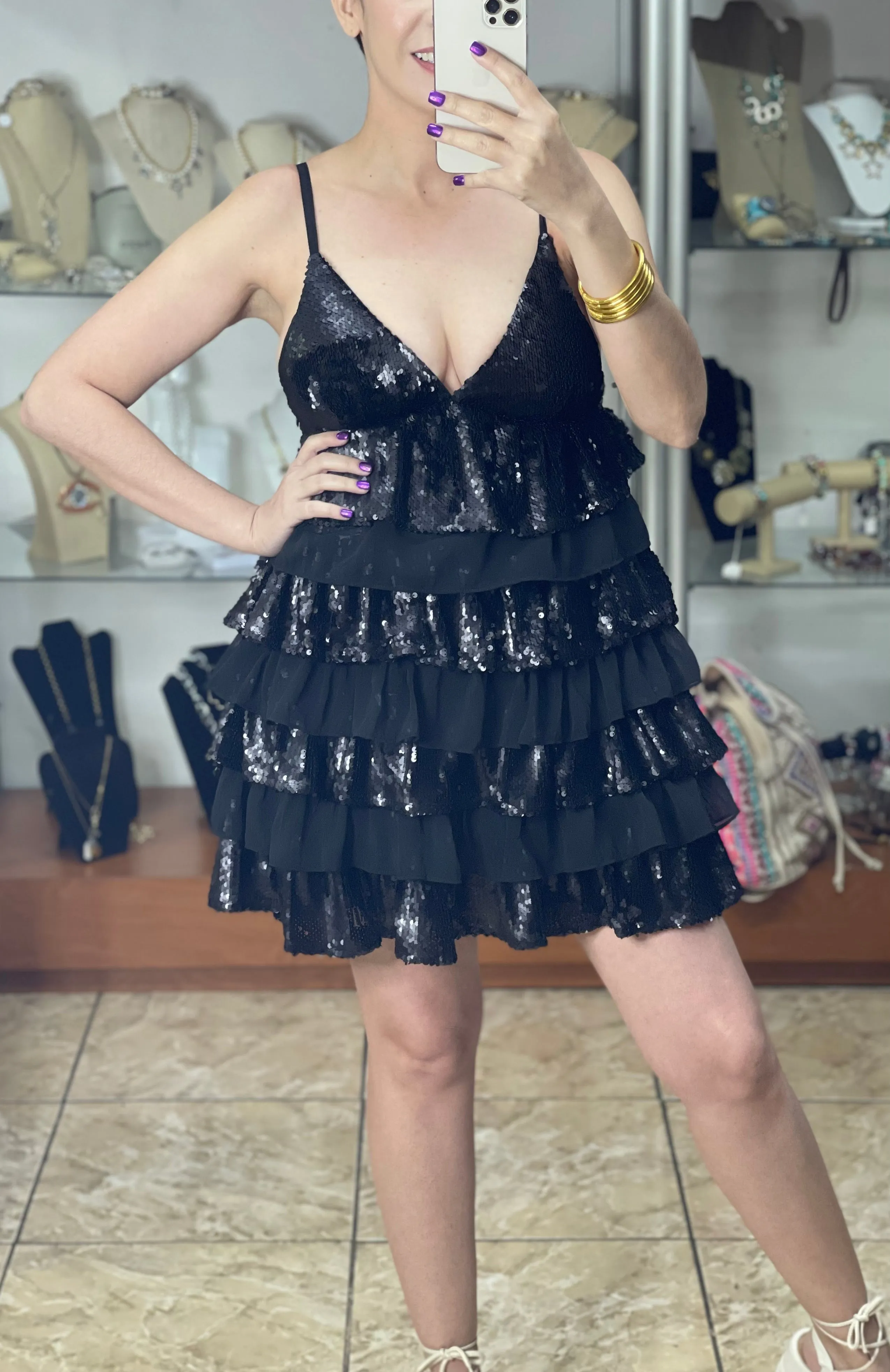 Layers Sequins Mini Dress