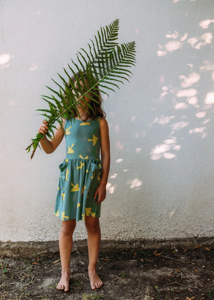Light Blue Birds Sleeveless Dress (1-2 left)