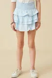 Light Blue Crochet Trimmed Smocked Layered Skirt