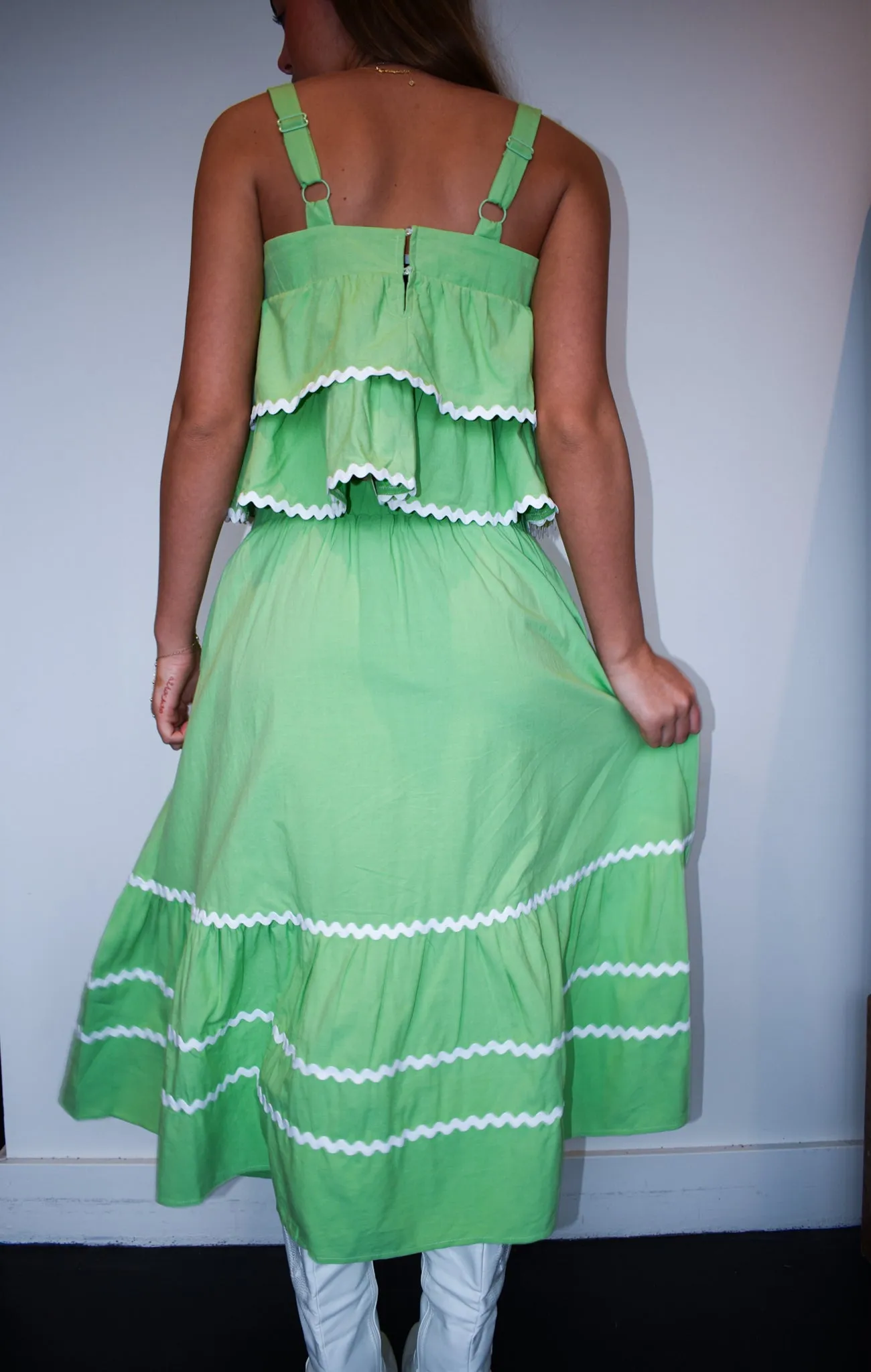 Lime Ric Rac Midi Skirt
