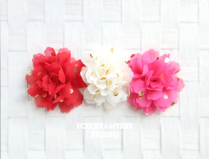Little Red Gold Dot Bloom Collar Slide On - Small Flower Collar Accessory