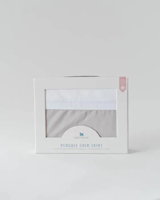 Little Unicorn Cotton Percale Crib Skirt- Warm Grey