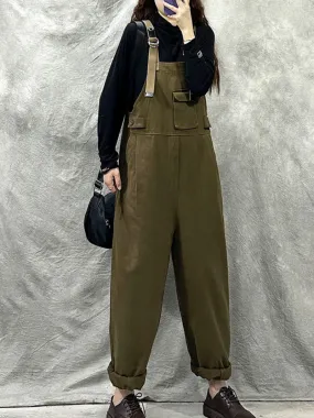 Loose Cotton Western Dungarees Overalls