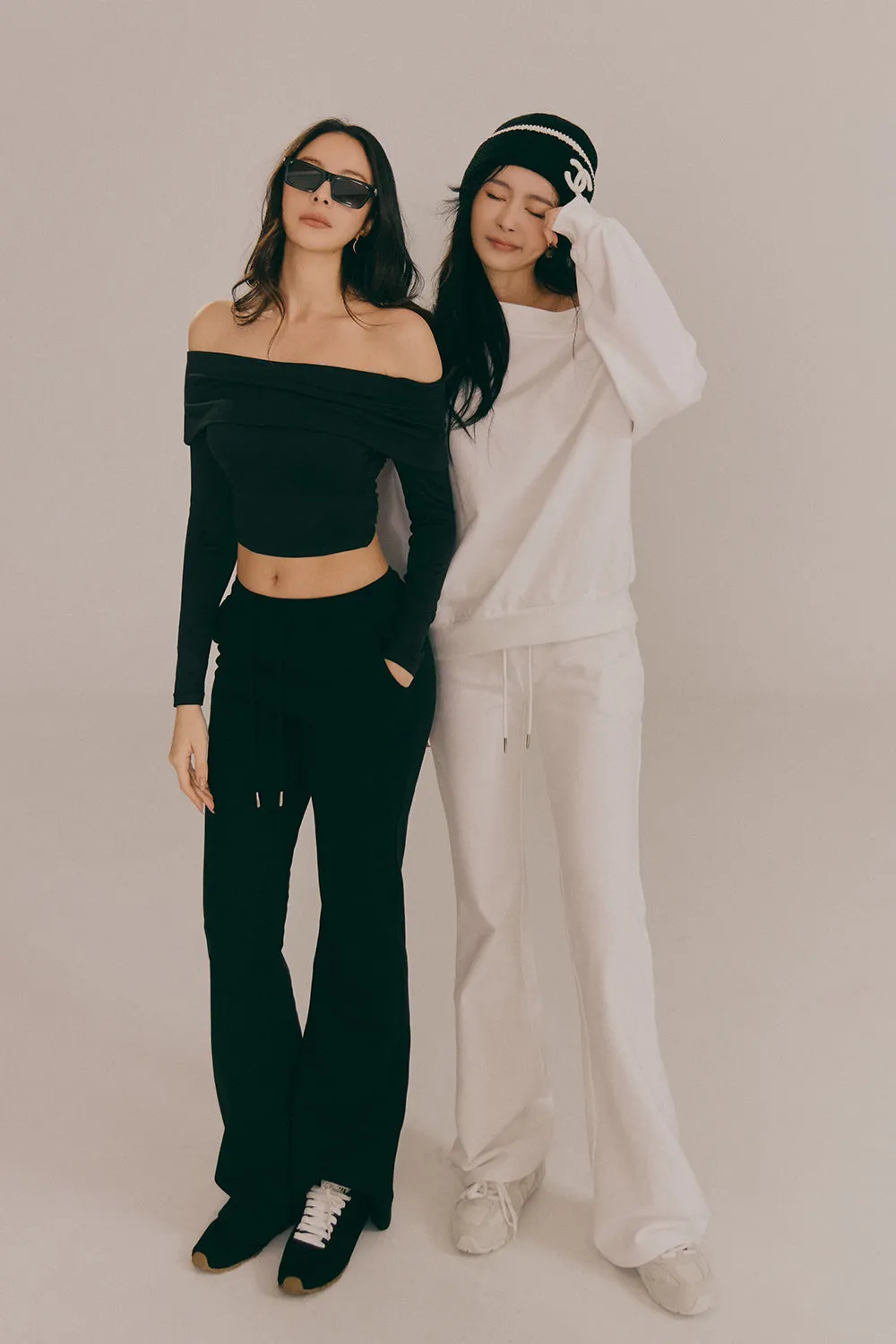 重磅抽繩長腿喇叭褲<br>Drawstring Flared Cotton Pants