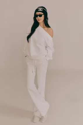 重磅抽繩長腿喇叭褲<br>Drawstring Flared Cotton Pants