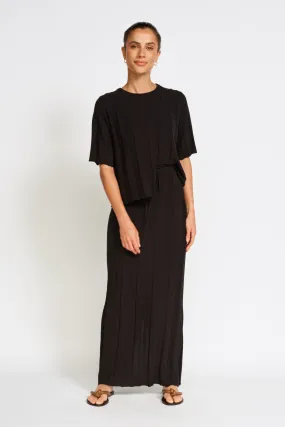 Lulu Wrap Knit Tee - Black