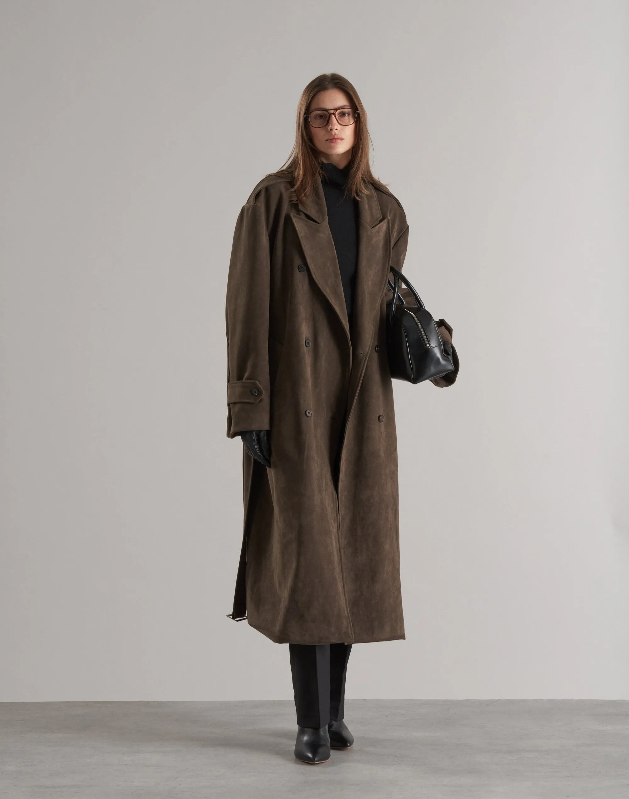 Lyna Faux Suede Trench Coat Cedar
