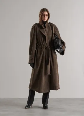 Lyna Faux Suede Trench Coat Cedar