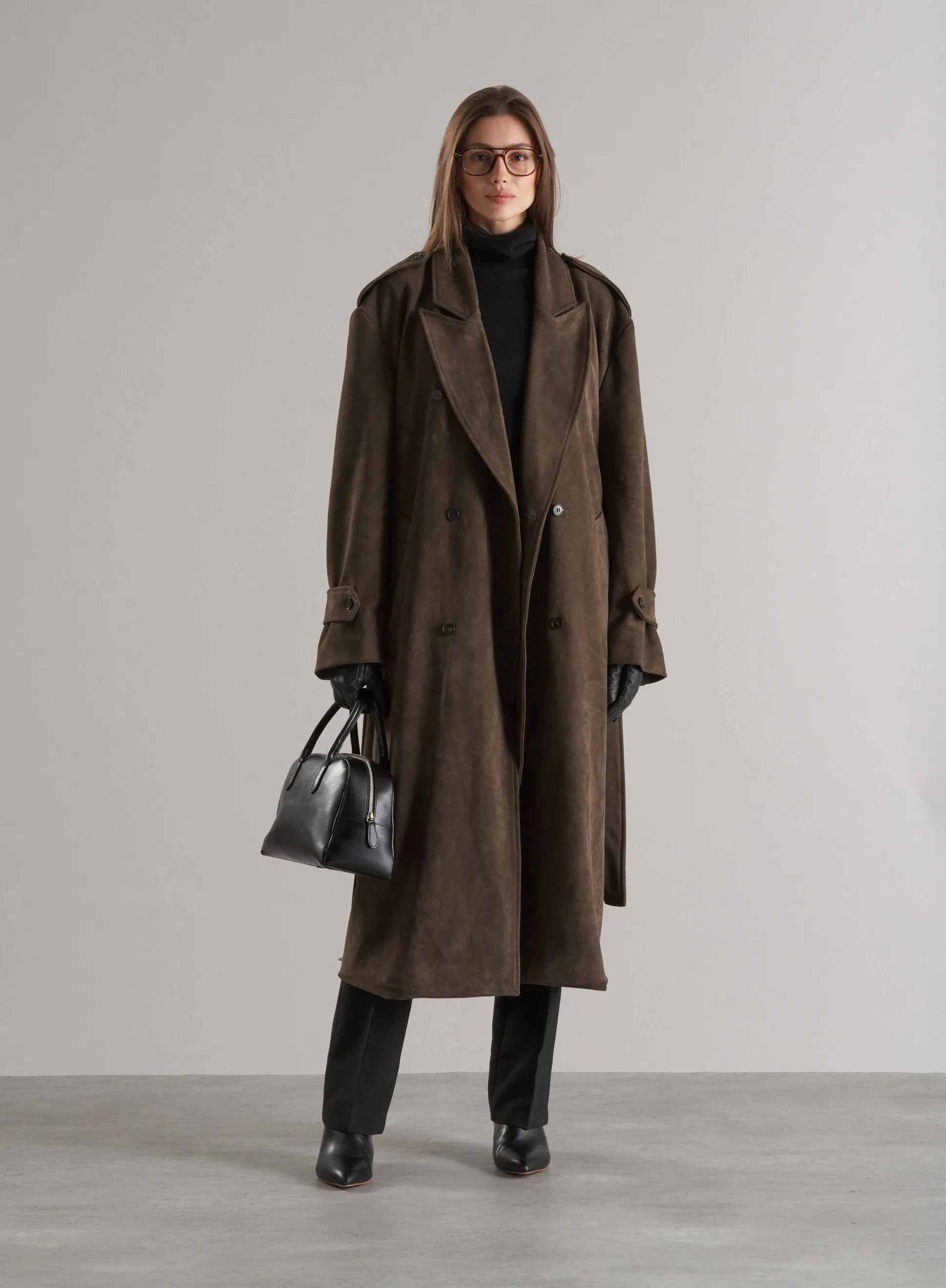 Lyna Faux Suede Trench Coat Cedar