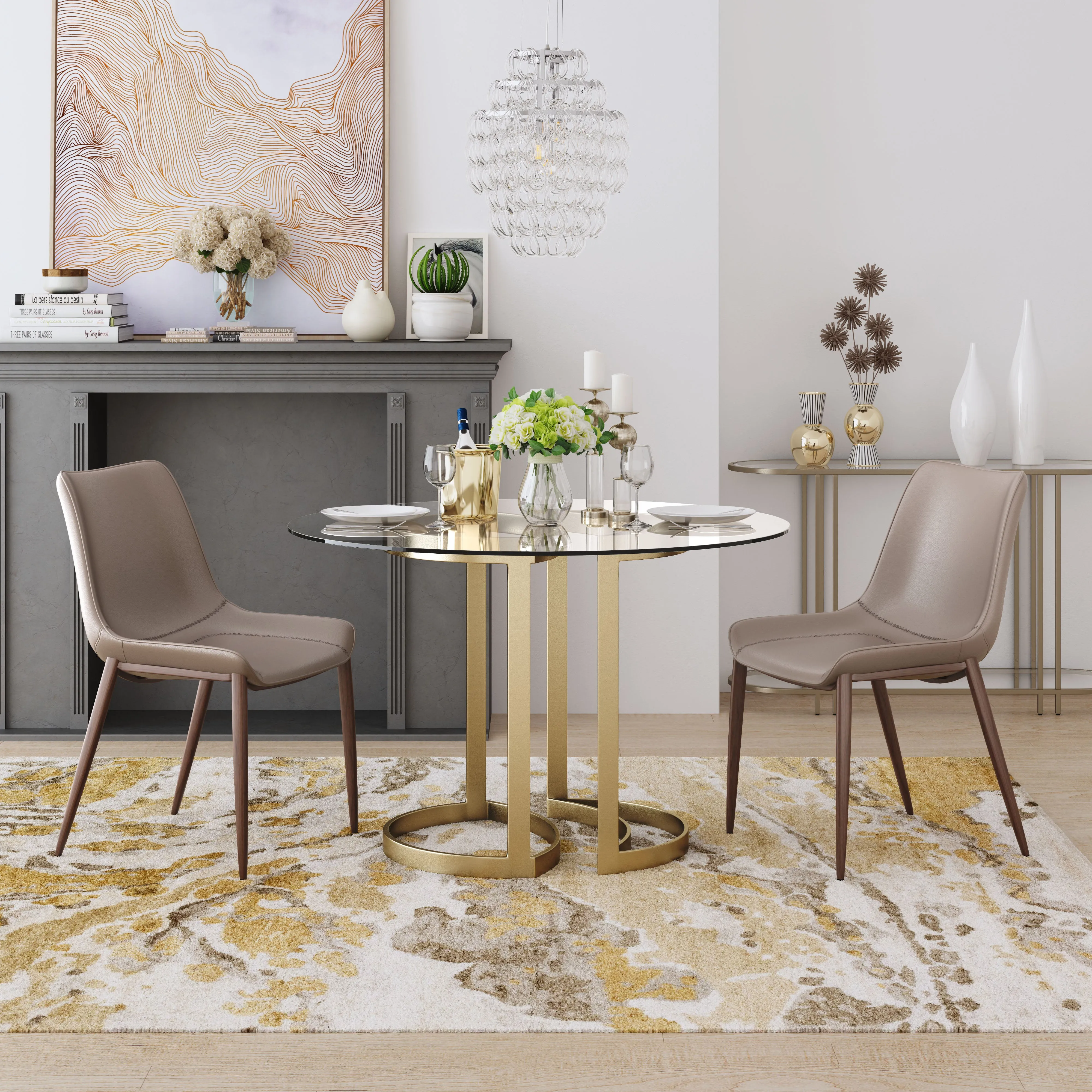 Magnus Dining Chair (Set of 2) Brown & Walnut