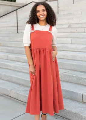 Marsha Burnt Orange Overall Dress