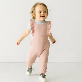 Mauve Blush Ruffle Overall Romper