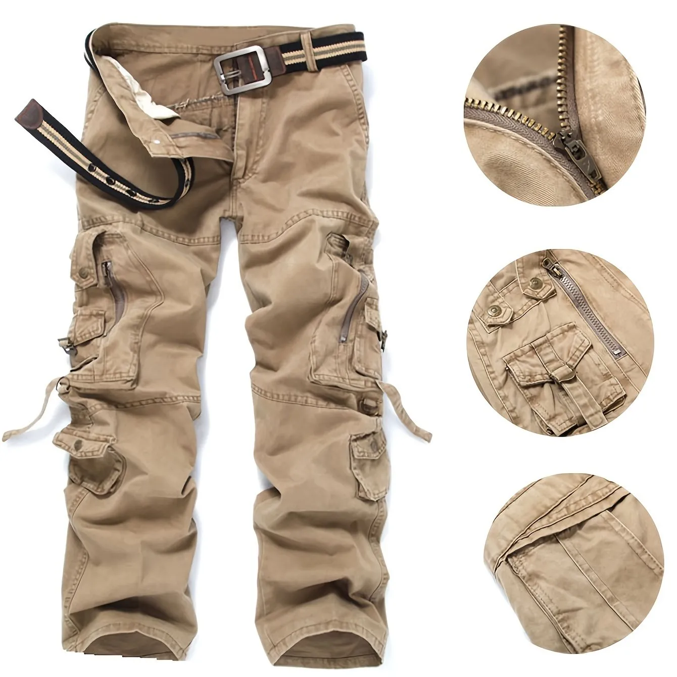 Men's Casual Cargo Tactic Pants Trouser, Men Breathable Comfy Outdoor Trouser With Multi Pockets For Outdoor Hiking Trekking Traveling Camping (Excluding Waist Belt)