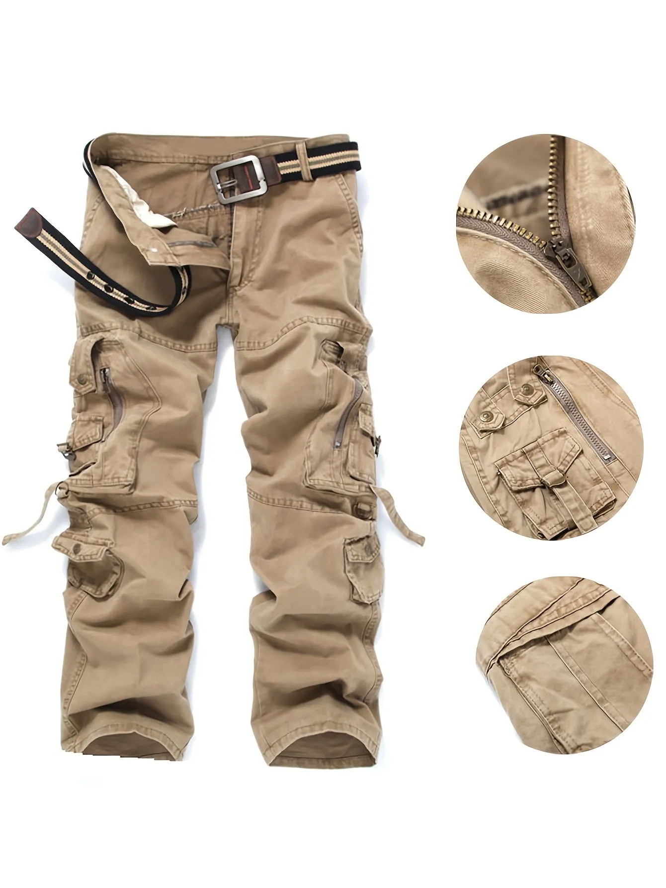 Men's Casual Cargo Tactic Pants Trouser, Men Breathable Comfy Outdoor Trouser With Multi Pockets For Outdoor Hiking Trekking Traveling Camping (Excluding Waist Belt)