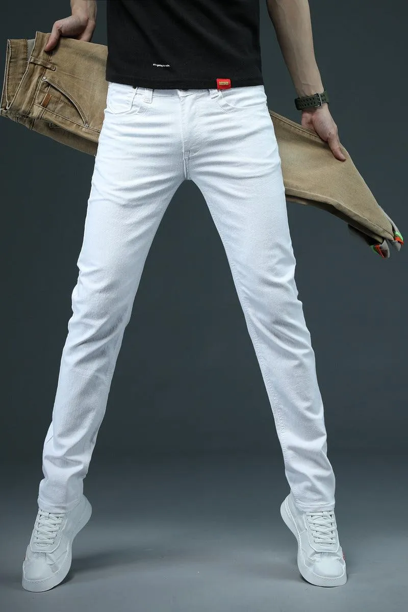 Men's Denim Skinny Pants Color Slim Fit