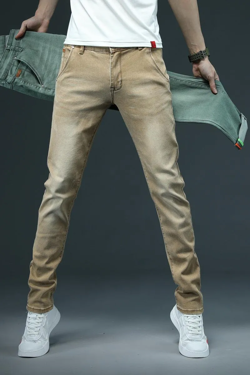 Men's Denim Skinny Pants Color Slim Fit