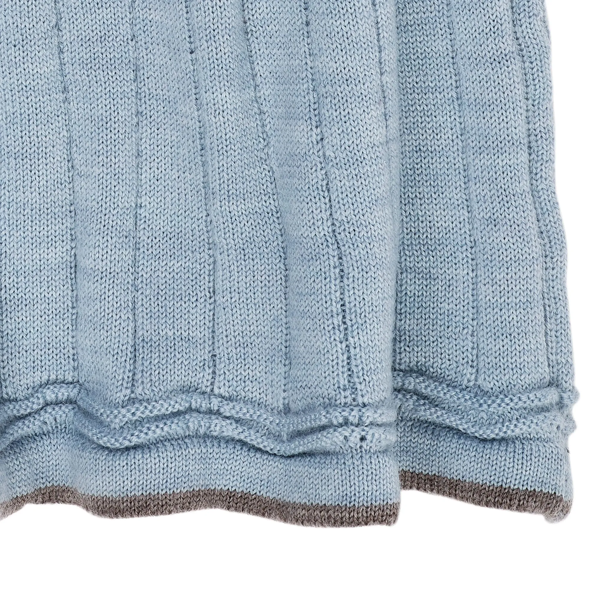 MERINO POLO DRESS - DUSTY BLUE/NATURAL MEL COMBI