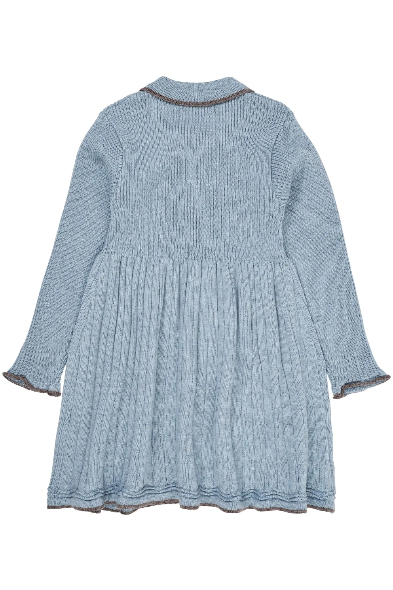 MERINO POLO DRESS - DUSTY BLUE/NATURAL MEL COMBI