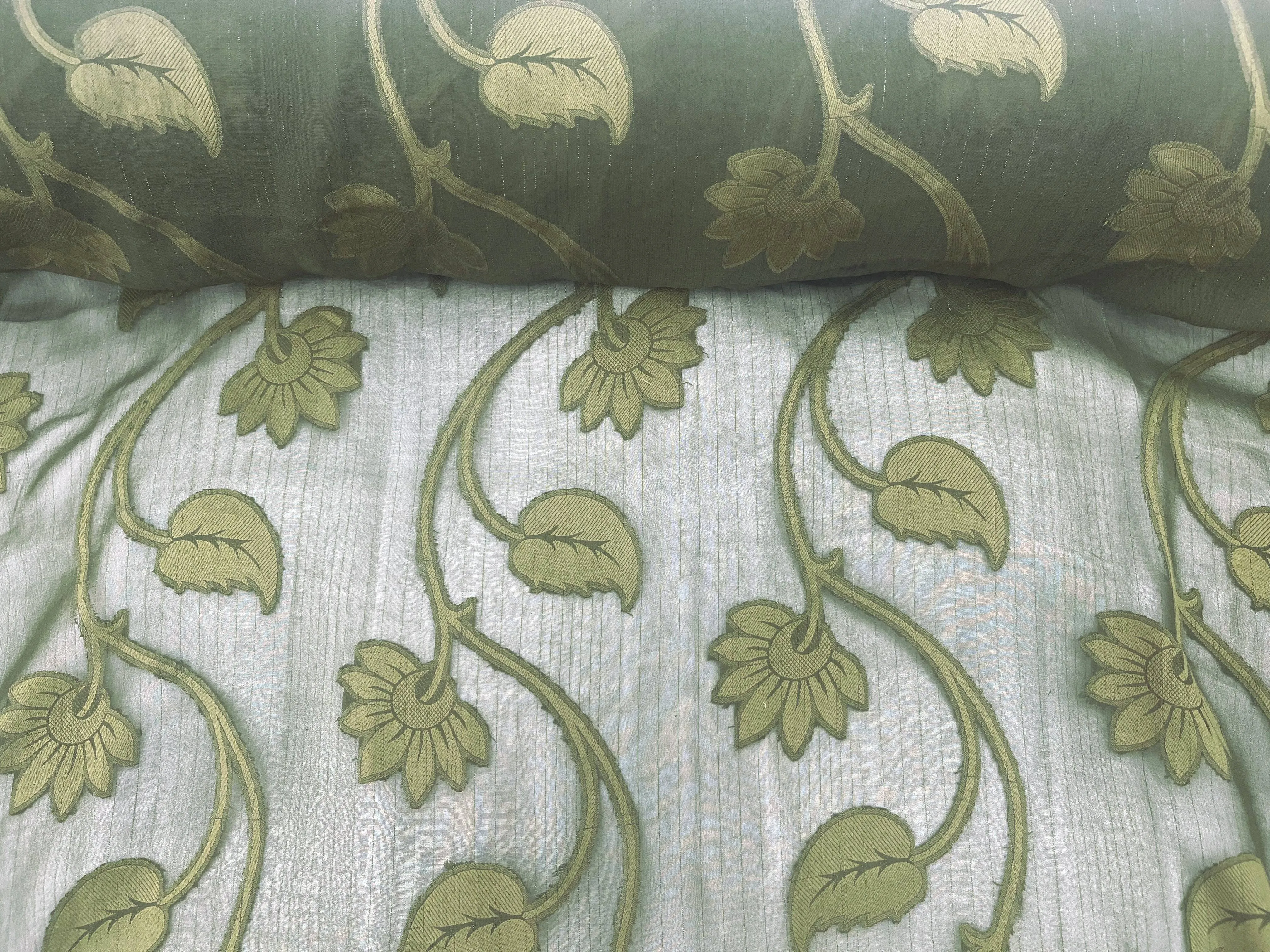 Metallic Leaf - Woven Chiffon Fabric