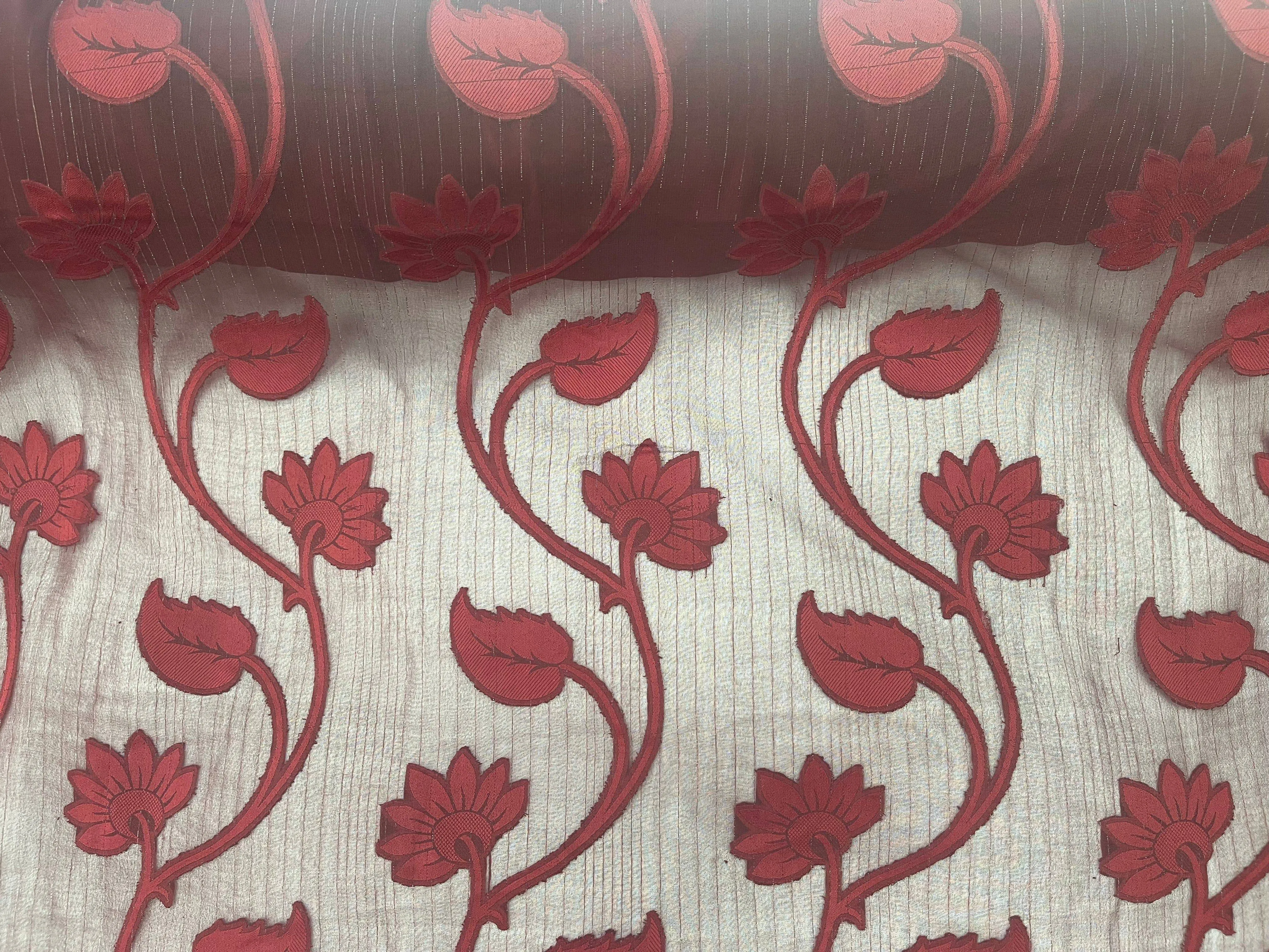 Metallic Leaf - Woven Chiffon Fabric