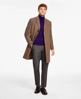 Michael Kors Mens Classic fit Overcoat Coat 46 R Brown Herringbone