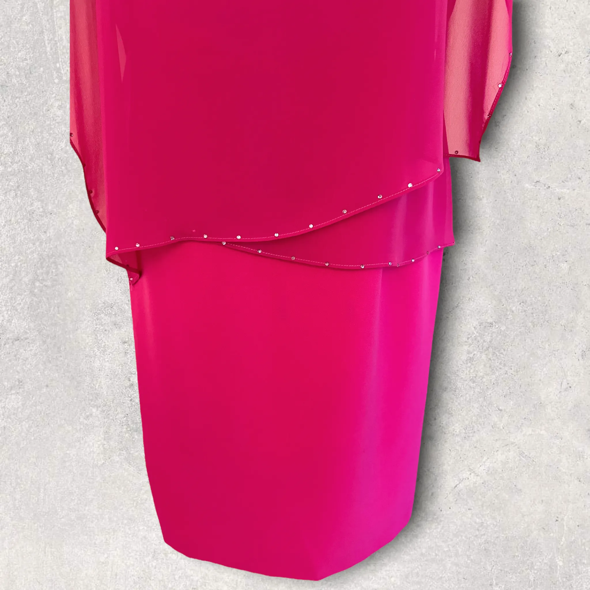 Michaela Louisa Hot Pink Chiffon Layered Dress UK 10 US 6 EU 38 BNWT RRP £195