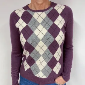 Muted Purple Diamond Cashmere Crew Neck Jumper Medium