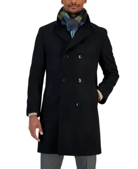 Nautica Mens Classic fit Overcoat Coat 40 L Black Solid