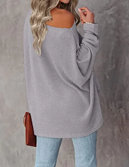 New knitted bat long-sleeved solid color top women's
