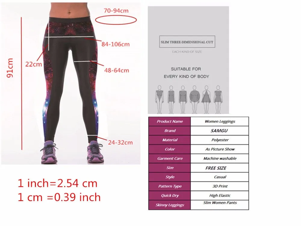 Novelty Sporting 3D Printed Free Size Leggings for Women