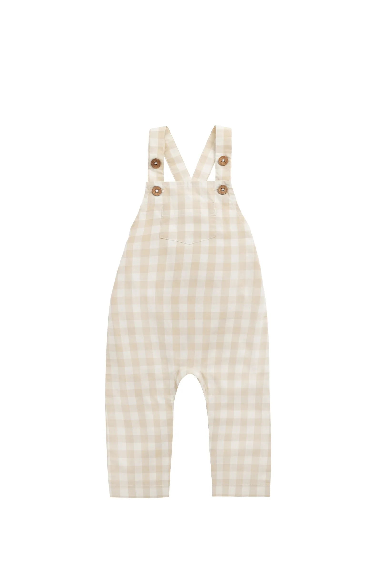 Organic Cotton Kingston Overall - Gingham Pale Khaki