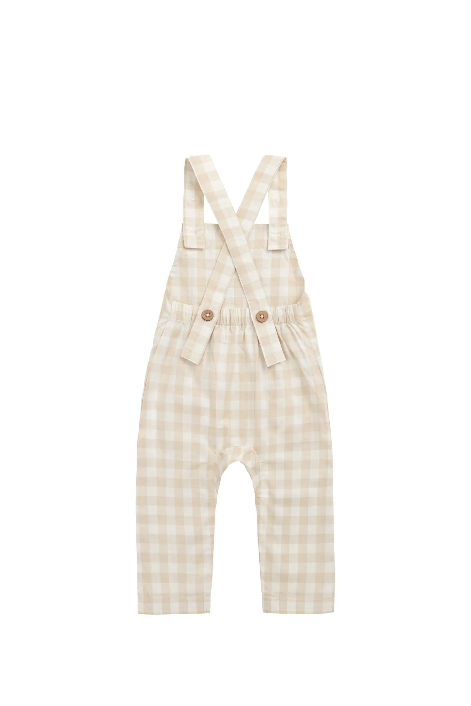 Organic Cotton Kingston Overall - Gingham Pale Khaki