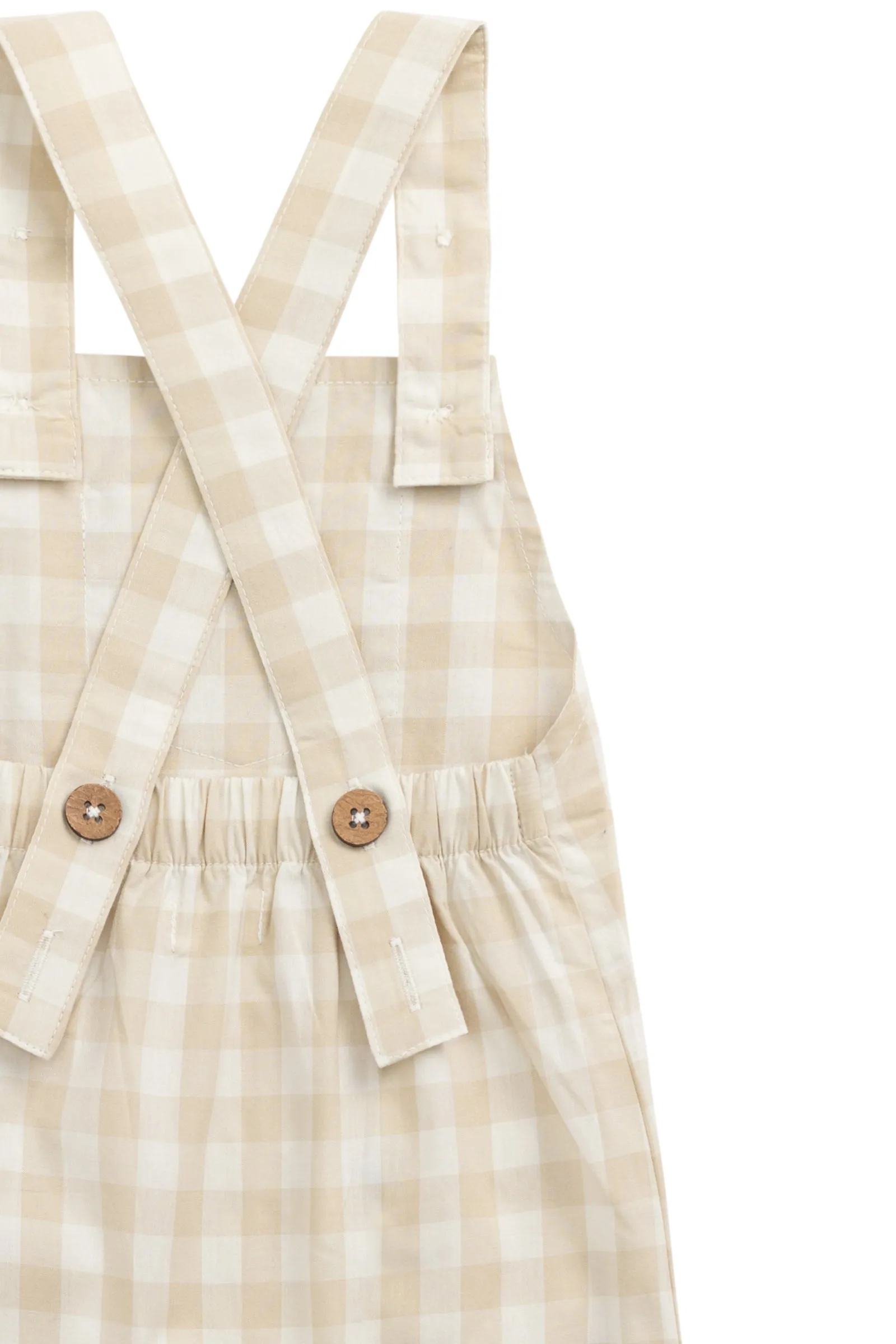 Organic Cotton Kingston Overall - Gingham Pale Khaki