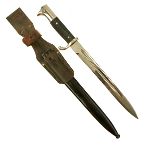 Original German WWII Heer Long 98k Dress Bayonet by Paul Seilheimer with Scabbard & Frog