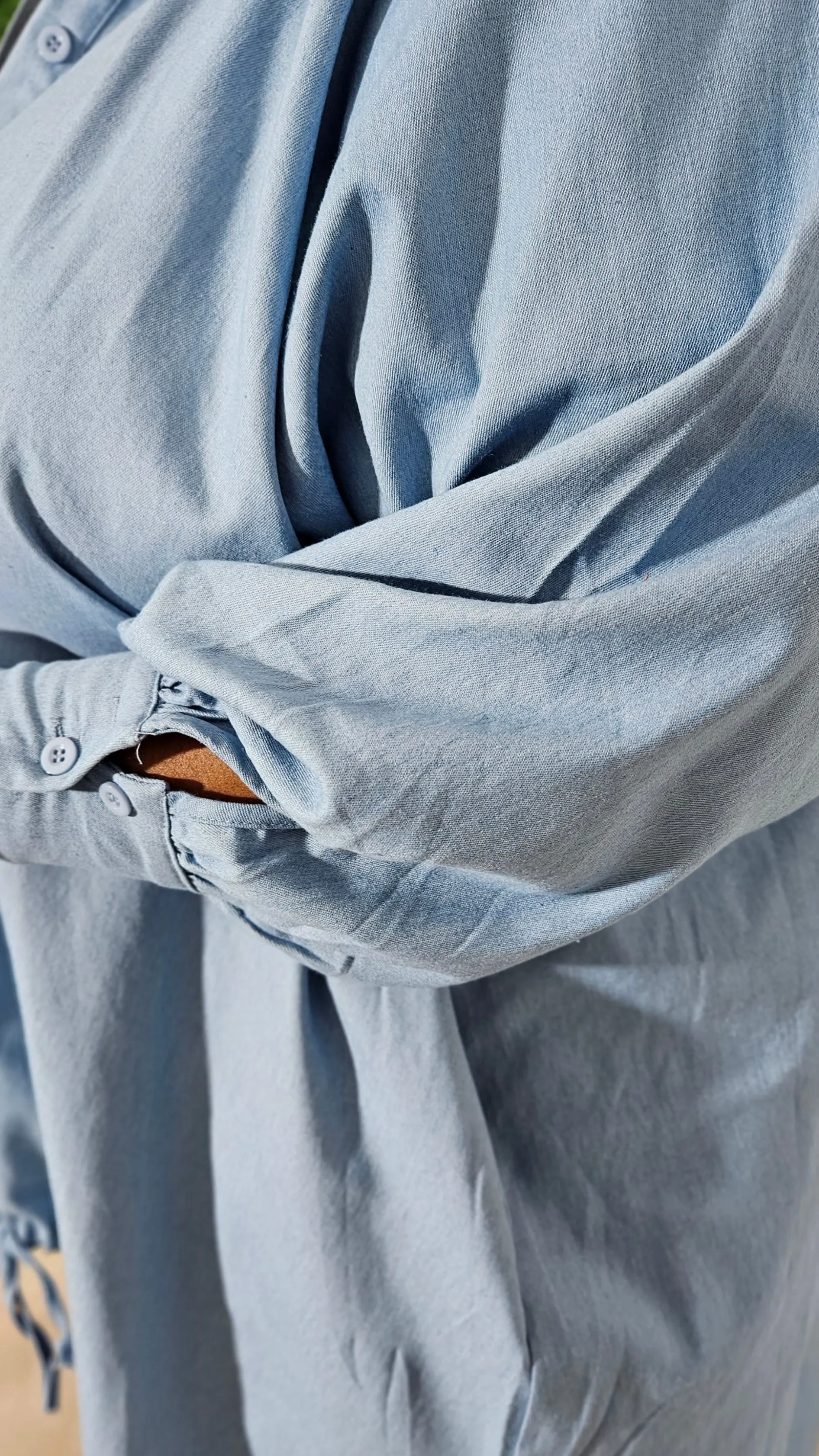 Oversized Jolly Shirt Dress || Light Denim