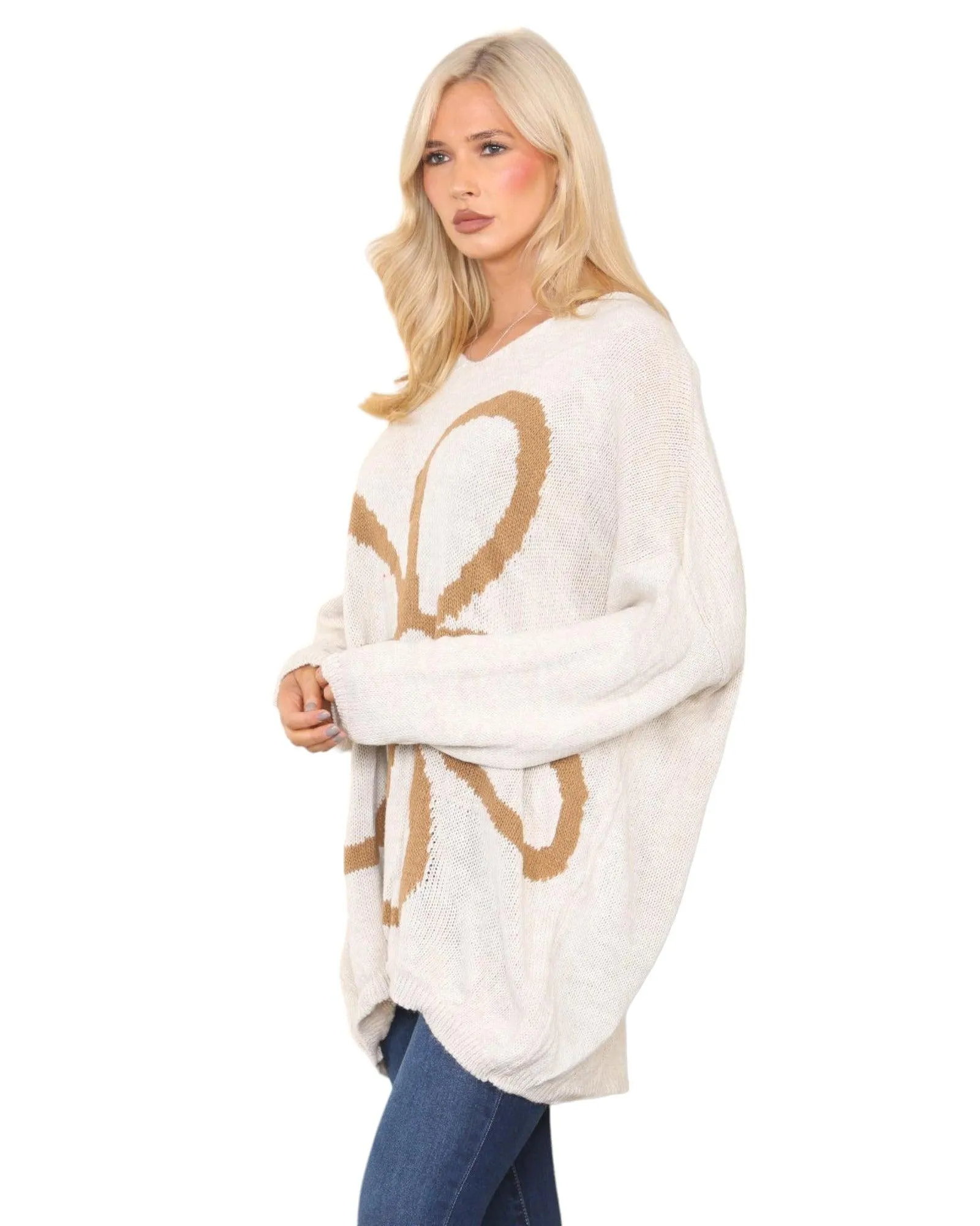 Oversized  Long Sleeve Floral Print  Knitted Jumper Top