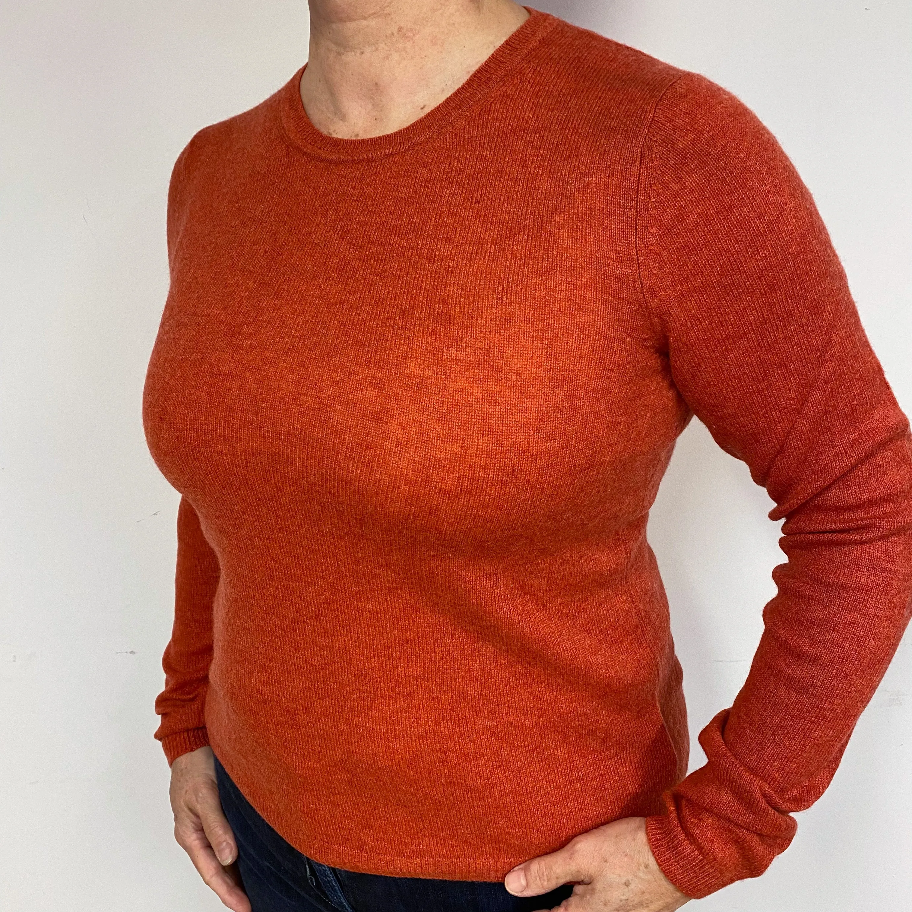 Paprika Orange Cashmere Crew Neck Jumper Large