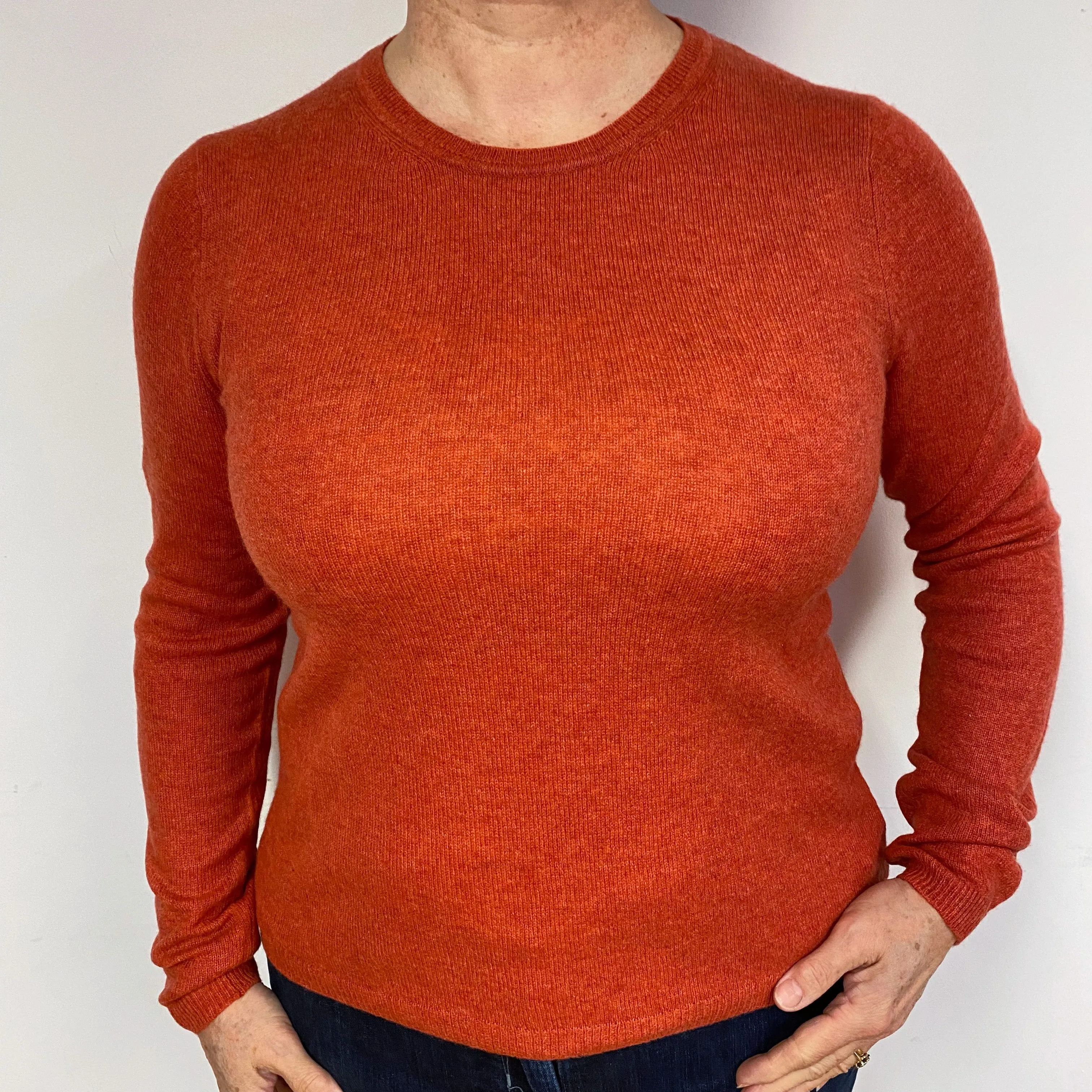 Paprika Orange Cashmere Crew Neck Jumper Large
