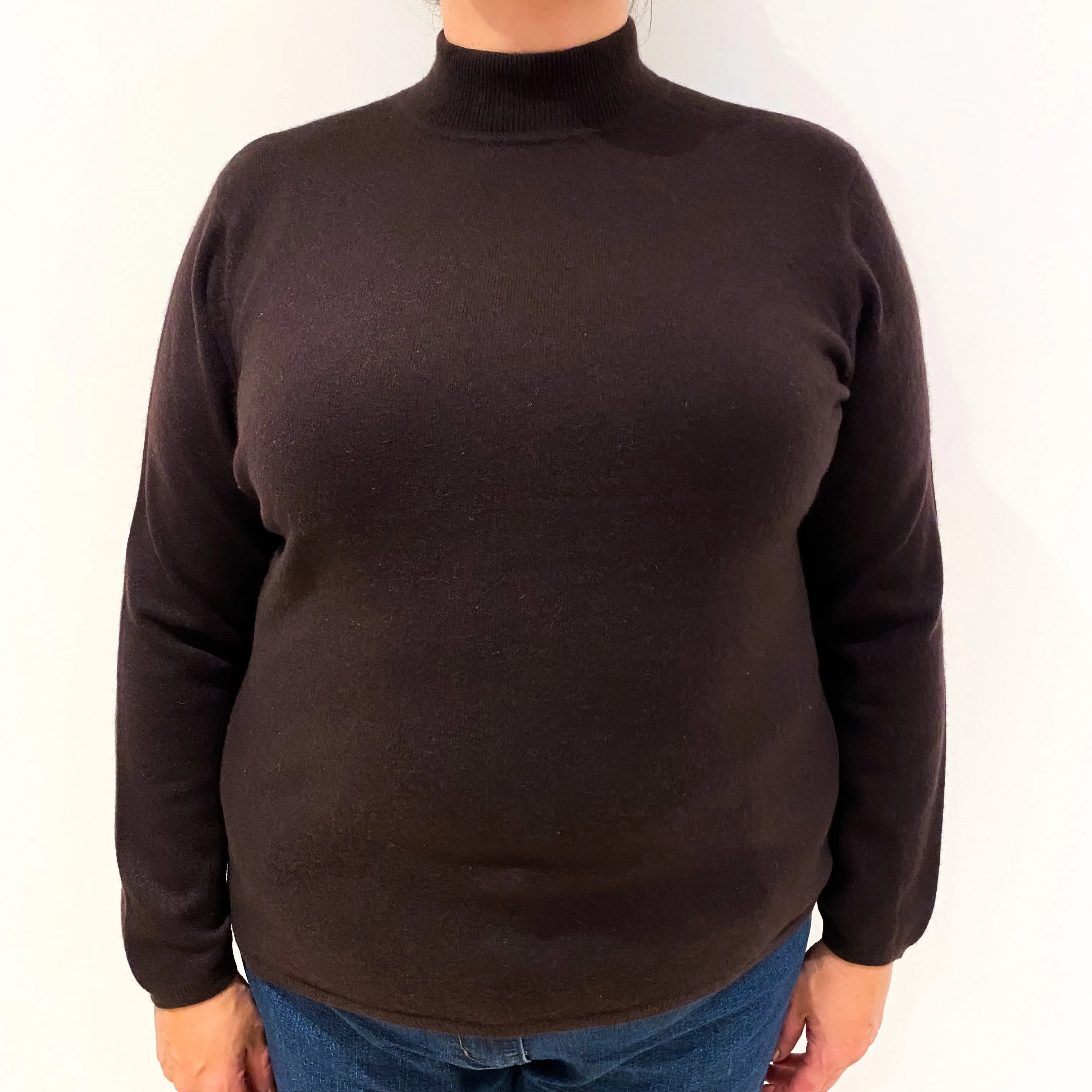 Peppercorn Brown Cashmere Polo Neck Jumper Extra Large