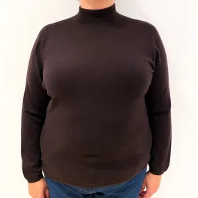 Peppercorn Brown Cashmere Polo Neck Jumper Extra Large